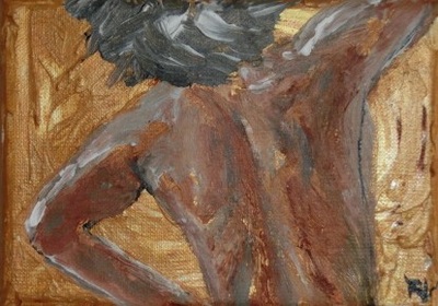 mannetje, acryl op linnen, 13x18, 2012, FHV-kunst, francina van 't veld