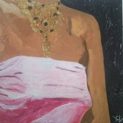 puntig roze, acryl op linnen, 80x80x4,5, 2009,  fav-kunst, francina van 't veld